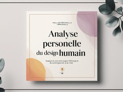 La page de garde d'une analyse personnalisé de design humain en français en tenant compte des couleurs de ma marque